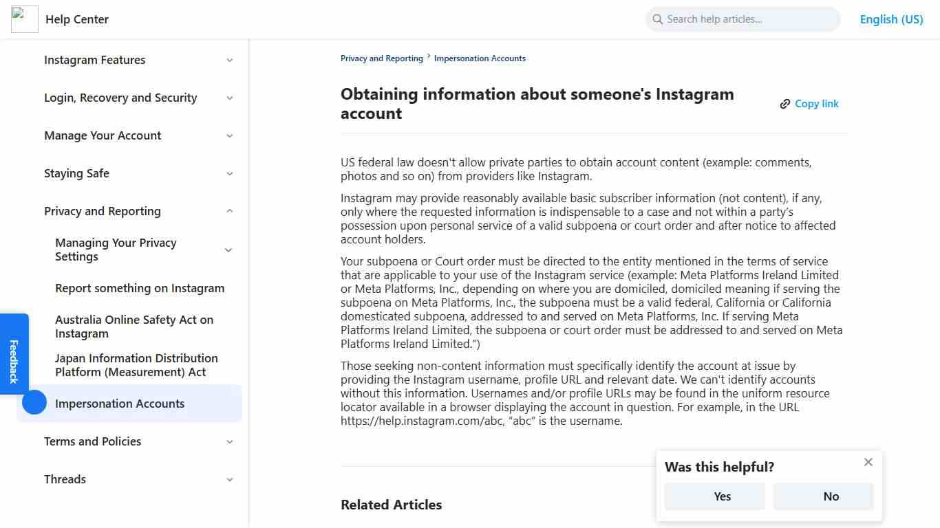 Obtaining information about someone's Instagram account | Instagram Help Center